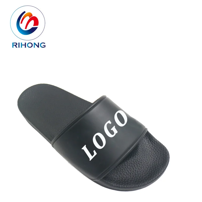 embossed logo custom slide performance pu design men sandal slipper embossed logo custom slide