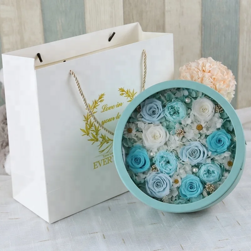 Gift Set Womens Round Preserved Flower Box Gift Item Catalog Preserved Flower Box Gift Item For Engagement Party