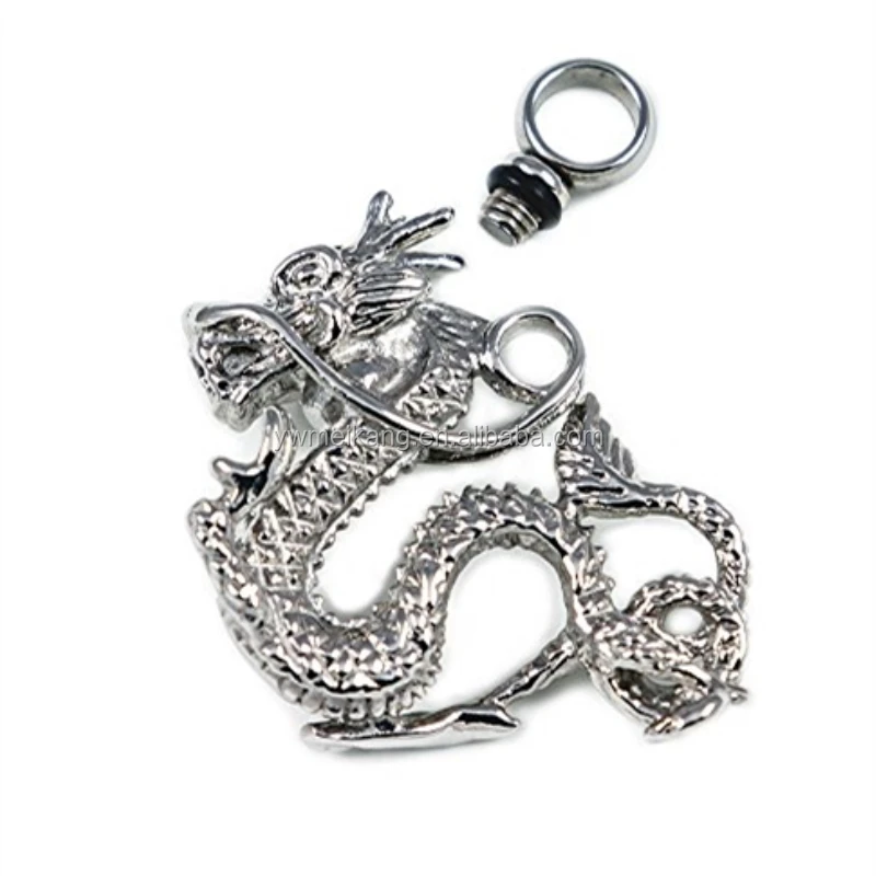 Hot Sale Gold 316L Stainless Steel Chinese Dragon Cremation urn Pendant Hold Ashes Memorial Keepsake Jewelry