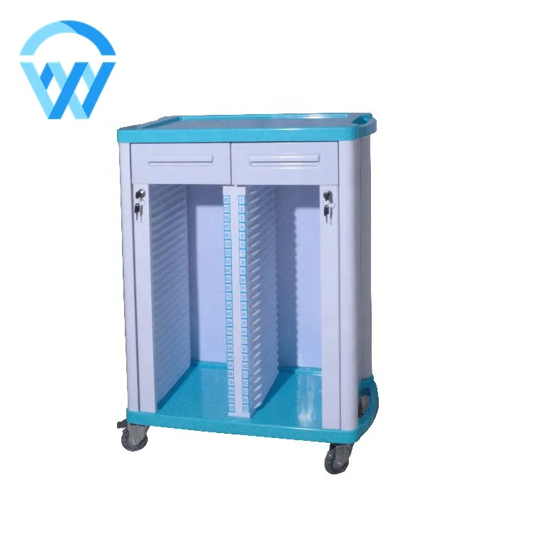 High Quality Hospital Used History Cart Medical Record Trolley File Cart Dossier Trolley