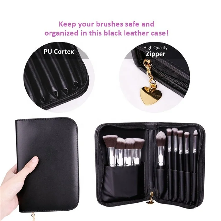 Factory Direct Sales Create Your Own Brand Luxury PU Leather Cosmetic Bag Travel Case Holder Custom Make Up Brush Pouch