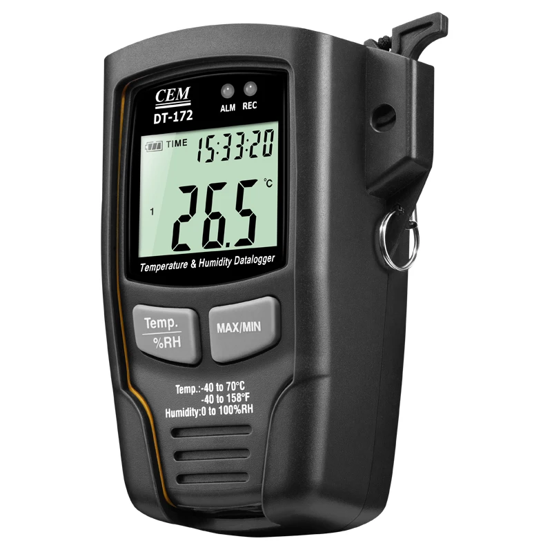 
CEM DT-172 Data Logger Temperature Humidity With Record 32000 Data Sound and Light alarm For Warehouse/Building/Lab/Transportat 