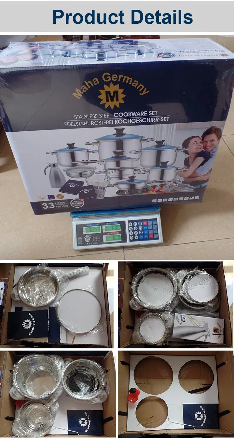 2021 Hot Selling 33Pcs Pots and Pans Sets Cookware Set Stainless Steel