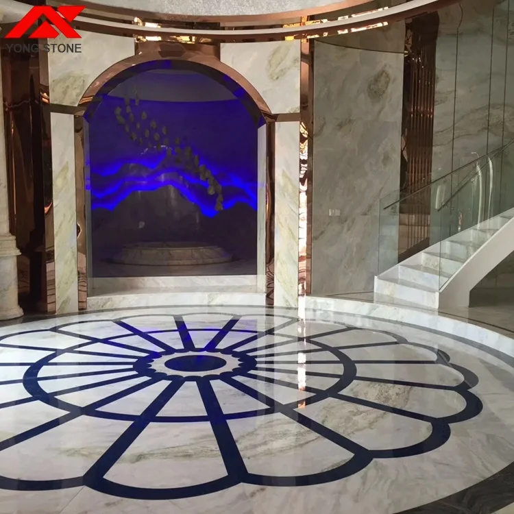 Современный круглый водоструйный камень мрамор медальон напольная плитка
