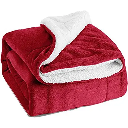 Wholesale polyester Full size Soild Reversible Microfiber Blanket for Bed or Couch sherpa blanket