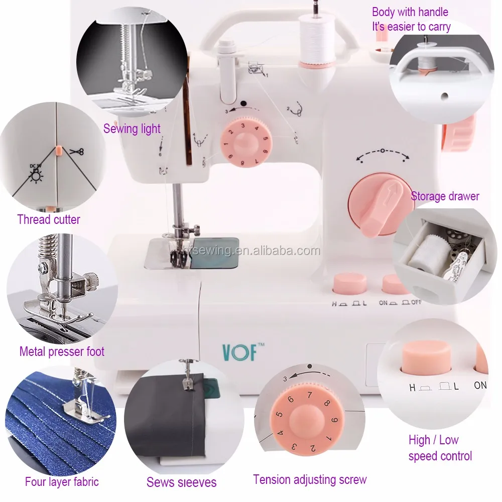 VOF FHSM-318 Cheap unique handbag sewing machines domestic Children toy Mini Electric Portable Sewing Machine