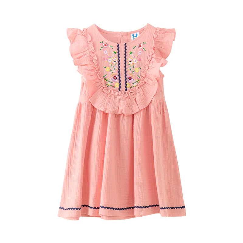 Ivy10383A Мода для девочек-подростков платье с вышивкой летние От 6 до 14 лет Группа льняной ткани детская одежда девочек надписями