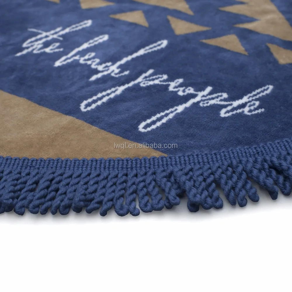 luxury beach use bath round towels with tassels custom design welcomed