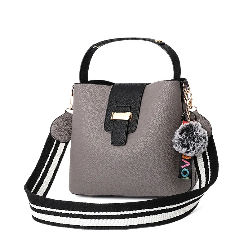 Fashion women leather tote bag shoulder messenger bucket bag