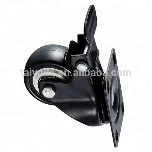 40/50/63 mm Black Fork PVC/PU Caster Wheel For Cabinet