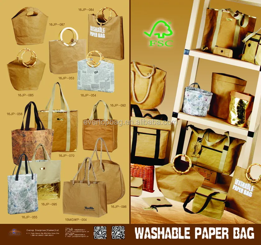 washable kraft paper cosmetic bag