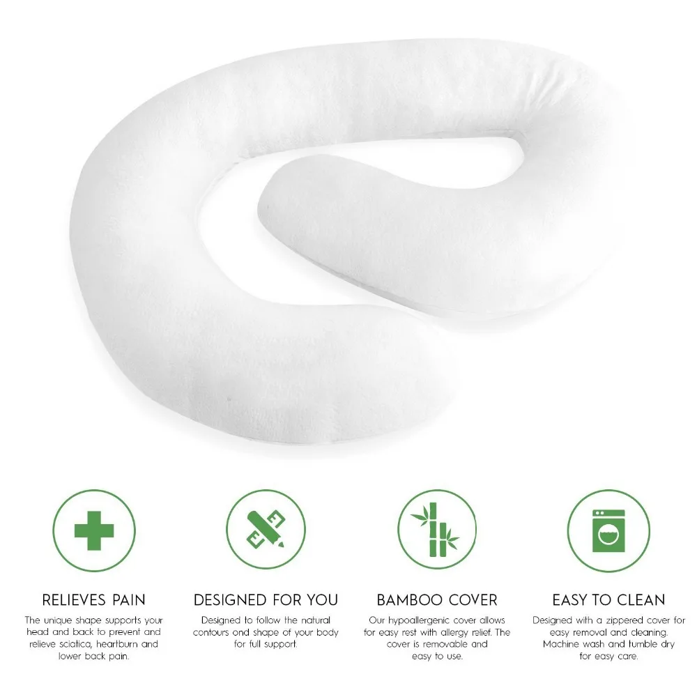 
Top Rated Body Pillow, C Shape, Organic Maternity Pillow For Side Sleeping & Back Support 