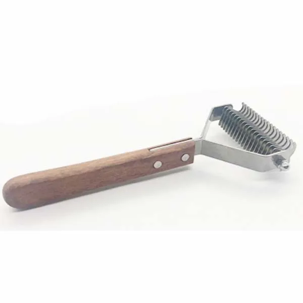 
Pet Undercoat Rake Brush,Wooden Handle Deshedding Dematting Comb Grooming Tool for Medium to Large Dogs and Cats 
