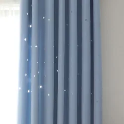 Blackout Curtains for Kid Girls Bedroom Living Room Darkening Stripe Double Layer Star Cut Out Home Decor Window Curtains