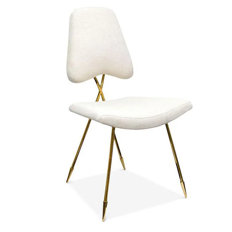 Simple iron art light luxury hotel dining room cross back chair,stainless steel cloth dining chair