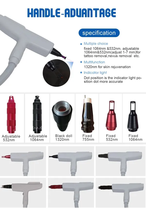 Factory supply 755 nm Pico laser / Picolaser, Portable Picosecond laser with 6 laser heads