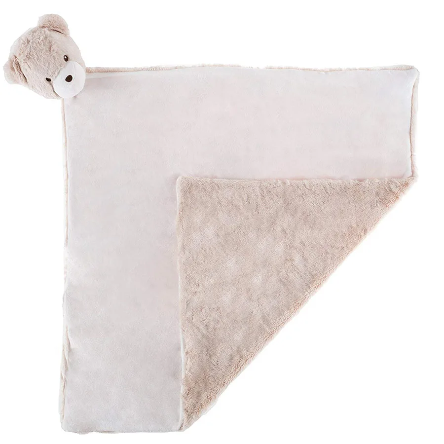 G873 Furry Plush Bear Animal Security Blanket Baby Bed Time Snuggle Security Blanket