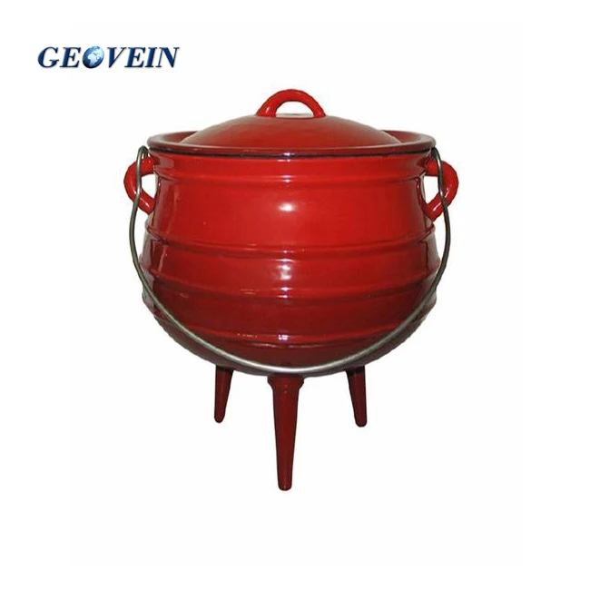 Camping Different Size Enamel Cauldron Pot 3 Legs Cast Iron Witches Pot