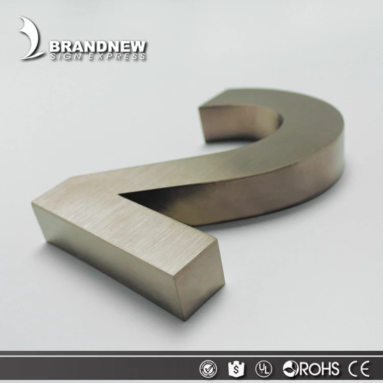 Factory custom brushed surface 3d house number stainless steel numbers