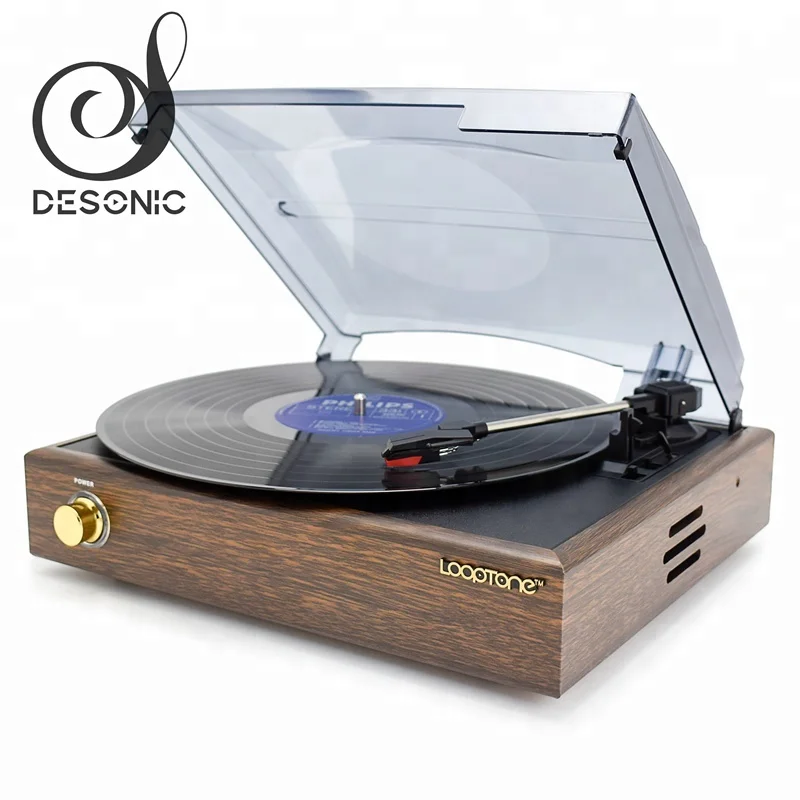 Desonic Classic Belt-Driven Turntable Vinyl LP Record Player W/ Built-in Speakers RCA Line-out AC110~130V&220~240V