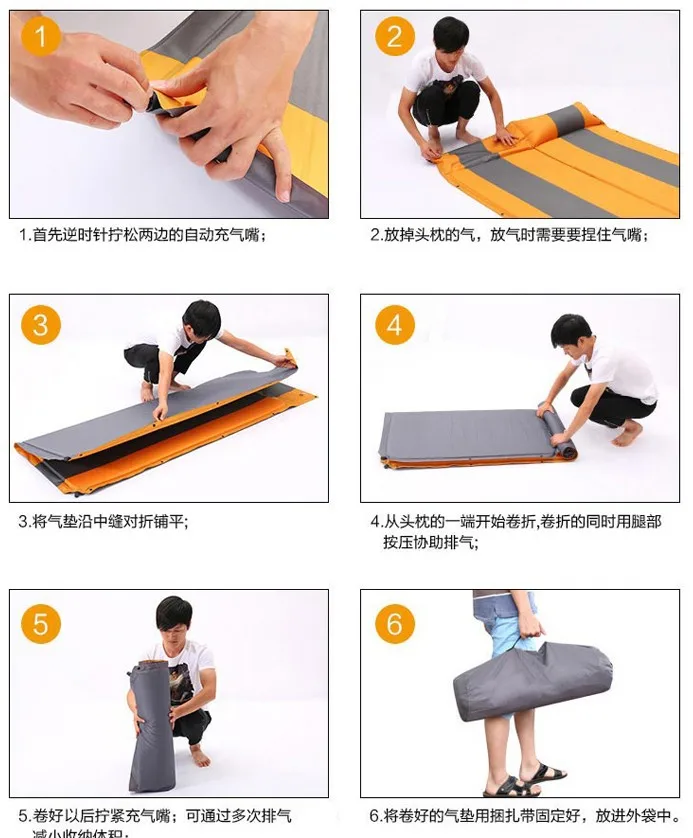 Outdoor 2 Person Self inflatable Waterproof Camping Mat With Pillow sleeping mattress