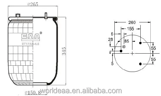 Daf Rubber Air Spring, Air Bag, Air Suspension Contitech 836mk1