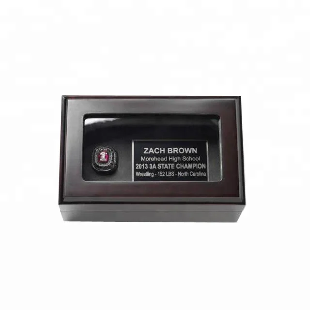 piano cherry lacquer finish luxury wooden championship ring box for three rings