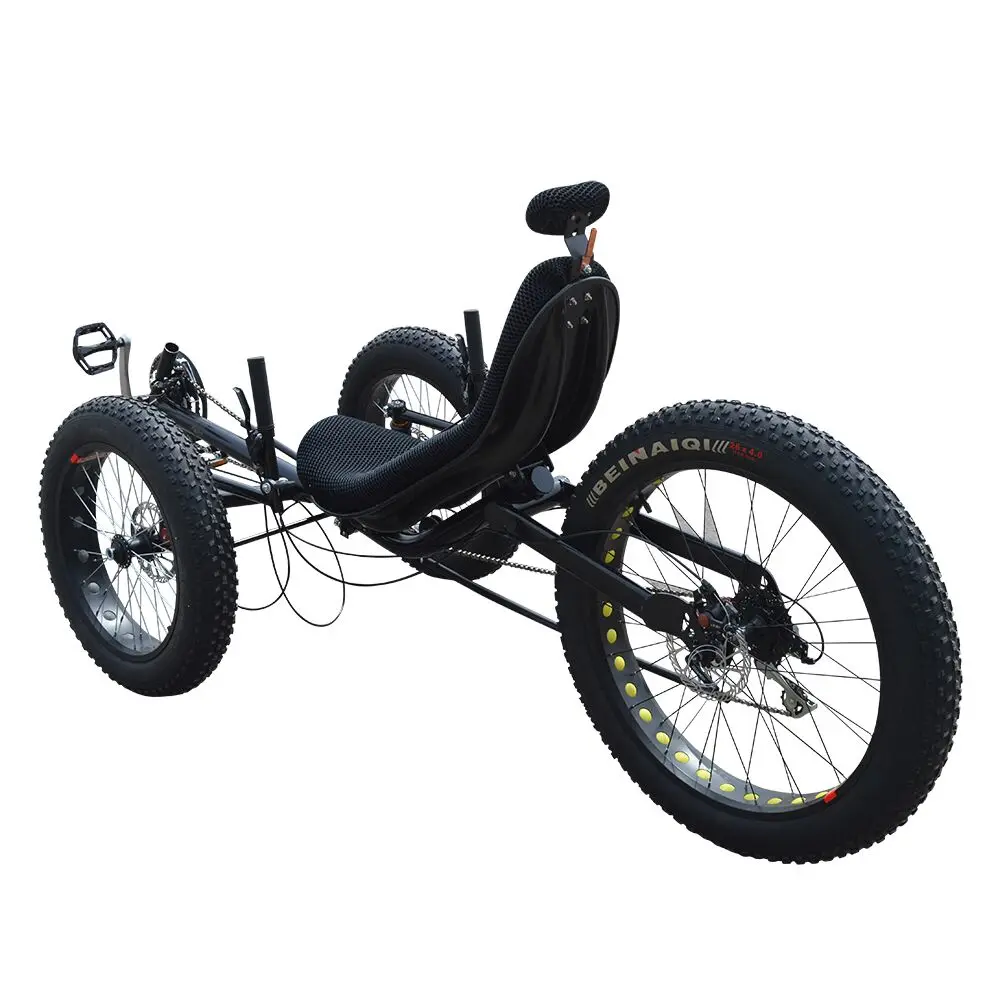 Adult Pedal Three Wheel Sports Foldable 24 Speed Fat Tire Recumbent Trike For Sale
