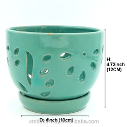 Круглый керамический цветочный контейнер 6 дюймов с вырезами, горшок для суккулентов, горшок с бабочкой и орхидеей, блюдце, украшение для дома