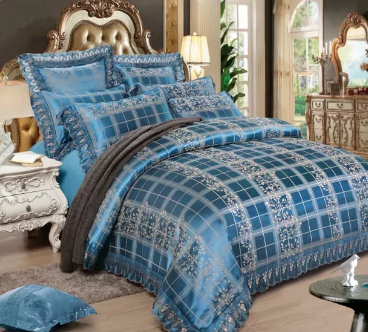 Laces Comforter Set, Home Textile Luxury Cotton&Viscose Jacquard Bedding for Bedroom, Duvet Cover bed sheet