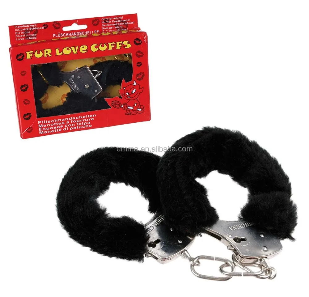 Новинка Сексуальная игрушка для взрослых, плюшевые пушистые наручники черного цвета для влюбленных Женщин, идеальная непослушная шутка, забавный подарок SA1501