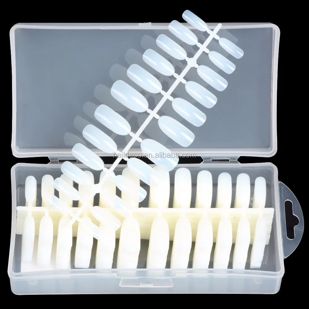 2024 NEW Long Oval Fake Artificial Natural Plain Christmas PVC Box Design Finger ABS 10 Sizes Nadeco Nails