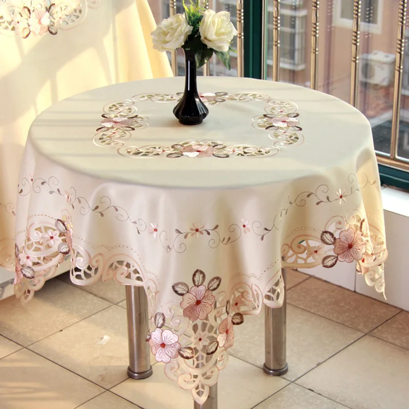 
Cheap Cover Hand European Design Restaurant Wedding Office Polyester Round Square 3D Embroidery Table Cloth / Tablecloth 
