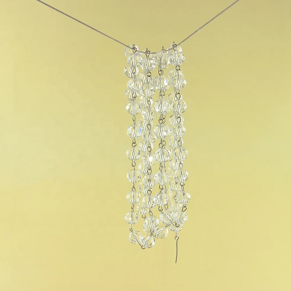 10mm crystal faceted beads ball chain+silvery pin for wedding party christmas tree diy glass strand garlands