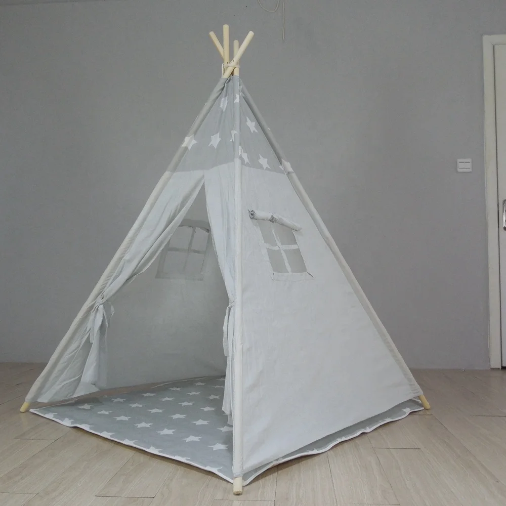 
Kids teepee tent stars tent house resort tent for children castle Cotton Canvas with mat 
