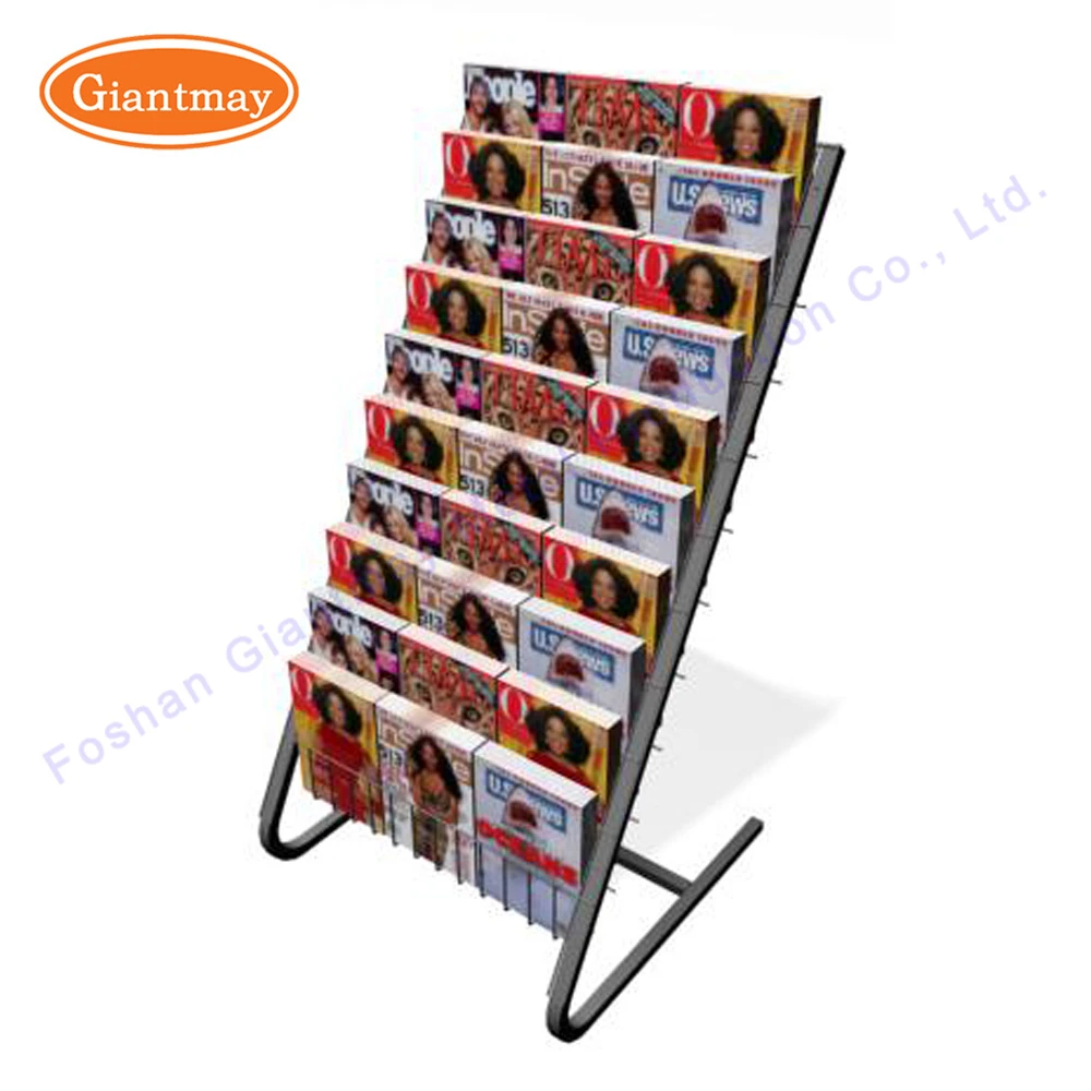 Collapsible custom metal wire free standing newspaper magazine brochure holder display rack pamphlet retail
