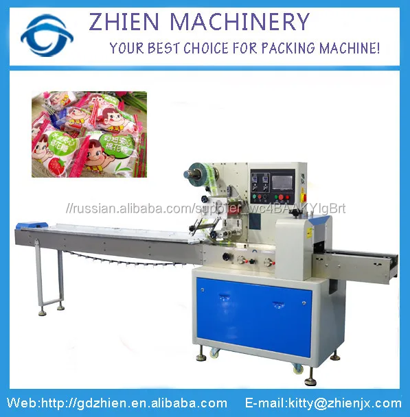Ze-250d горизонтальная поточная зефир упаковочная машина