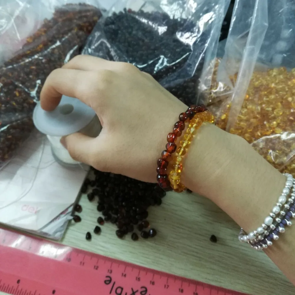 8 Optional 18cm Natural Amber Stones Adult Baroque Genuine Raw Baltic Amber Wholesale Stretch Beaded Bracelet