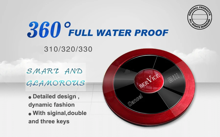 
HCM310 Newest 360 degrees all-round waterproof restaurant wireless service call button 