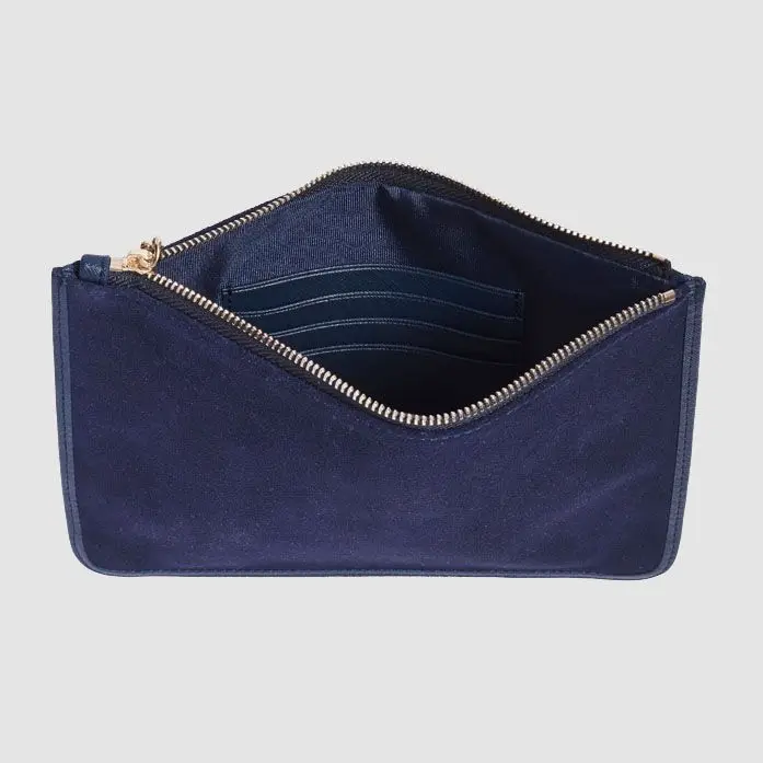 fashion women pouch with tag suede leather lady pouch ladies wallet bag navy blue