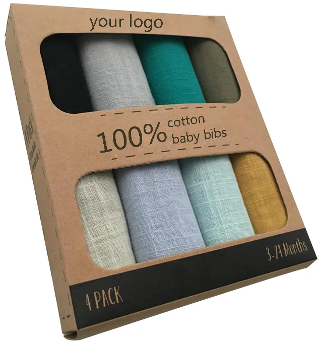 
Amazon hot selling muslin bibs 100% muslin cotton baby bibs for boy and girls 