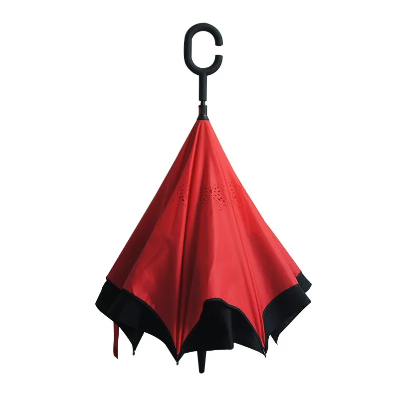 Ok Umbrella Folding Reverse Umbrella Double Layer Inverted Windproof Rain Car Umbrellas For Women