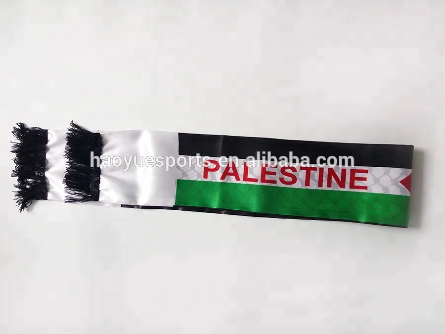 
Cheap Wholesale Satin Palestine Football Scarf Palestine National Day Scarf 
