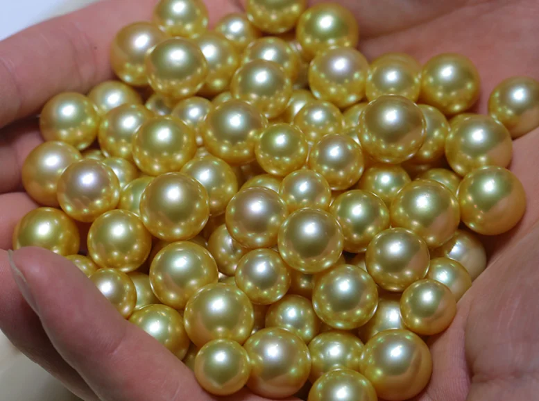 10-11mm 3A grade large big size supply wholesale gold golden color real genuine natural south sea pearls