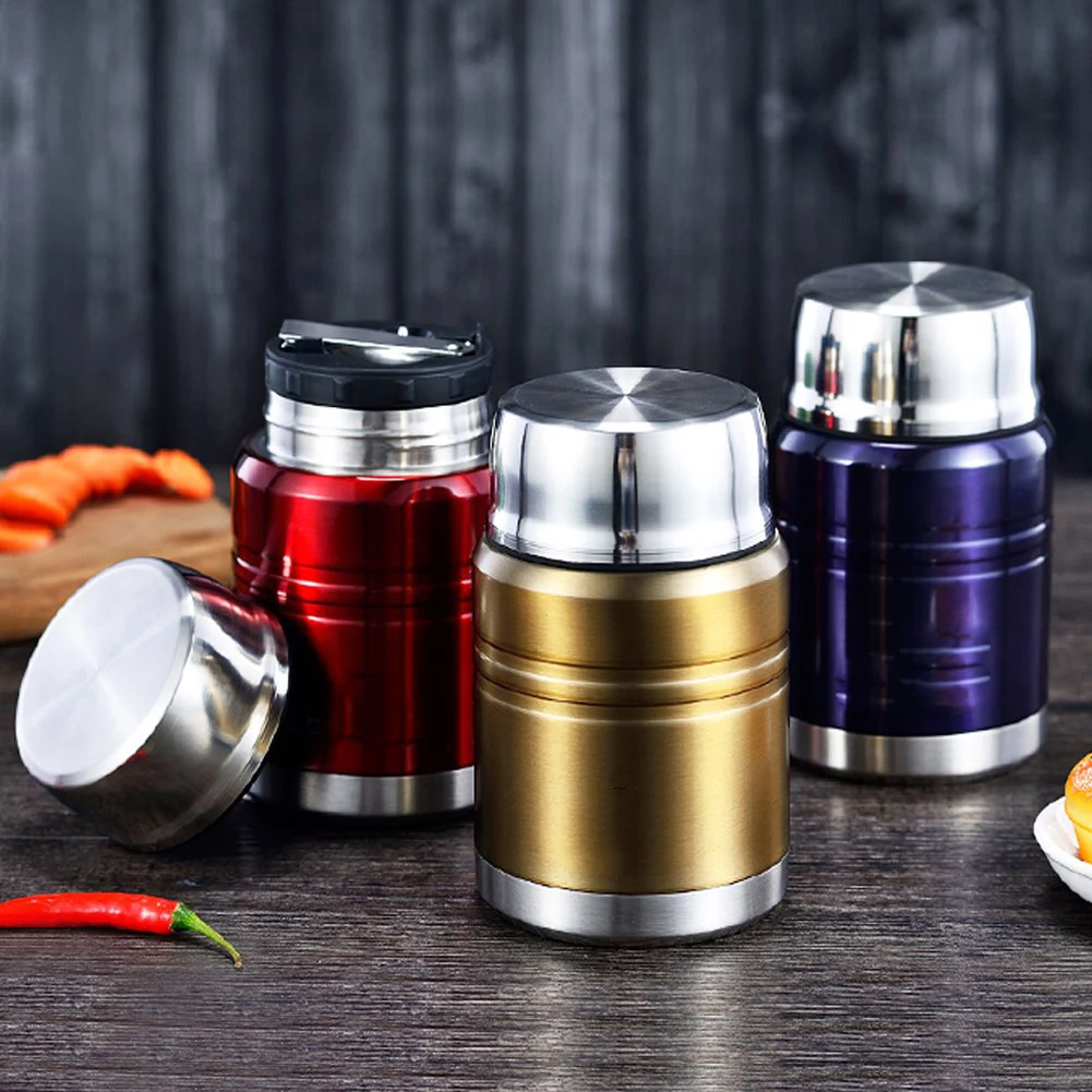 hot sales 750ml children food flask food jar stainless steel lunch box  soup container water bottle with lid and spoon