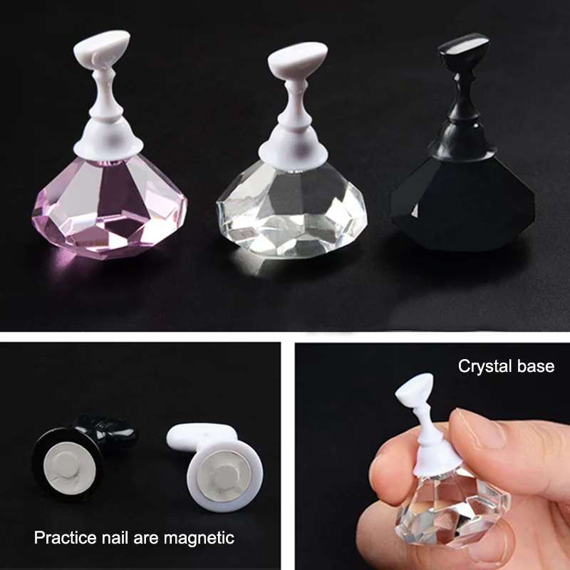 Chess Board Design Crystal Rhinestone Holder Manicure Tools Nail Art Tips Practice Stand Nail Art Display Holder