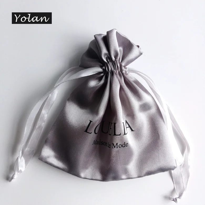 Low moq Good price High quality Custom satin pouch with logo jewelry, satin jewelry bag