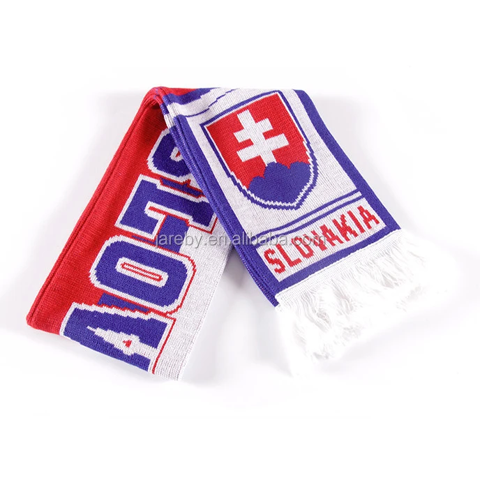 advertising mens jacquard knitted football scarf custom