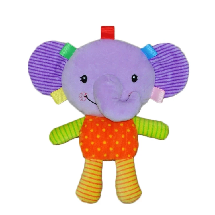 OEM/ODM factory   Baby toys soft  33cm purple stuffed elephant  plush baby doll toys