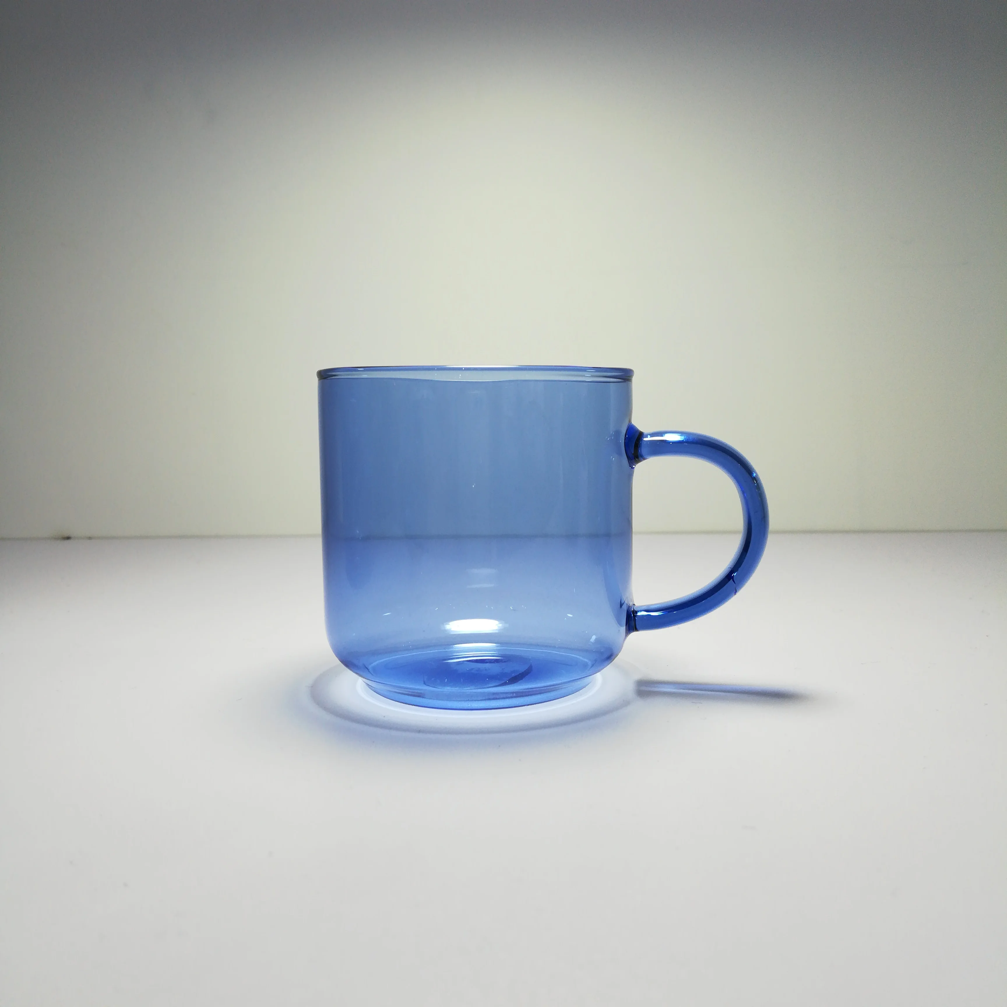 Solid Colored friendly  tea milk reusable Single Wall blue coffee  Glass Cup
